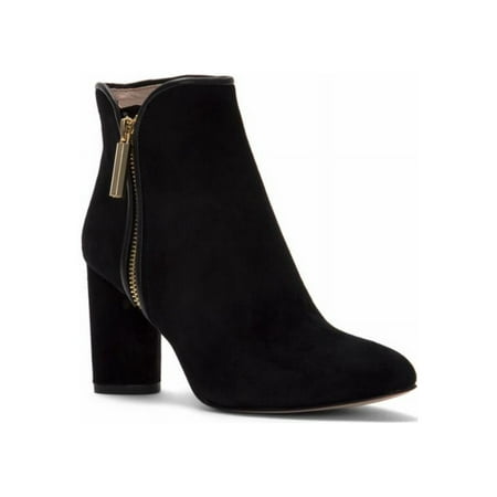 Louise Et Cie Zander Round Toe Block Heel Suede Booties Black Suede Booties