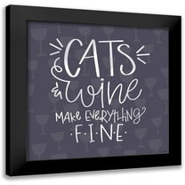 Louise, Gigi 12x12 Black Modern Framed Museum Art Print Titled - Cats Wine