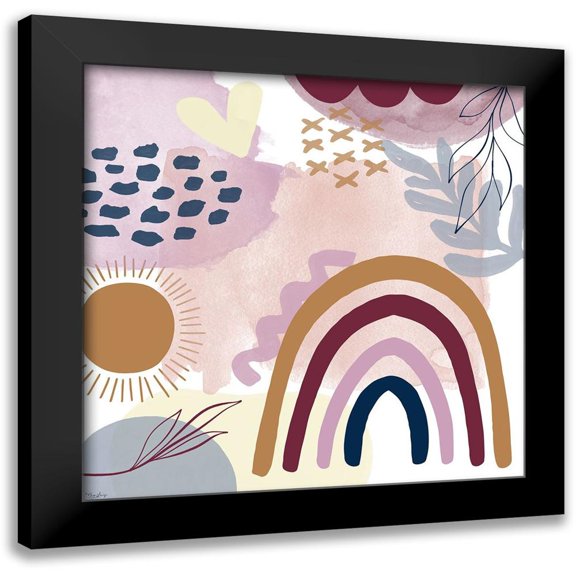 Louise, Gigi 12x12 Black Modern Framed Museum Art Print Titled - Rainbow Abstract