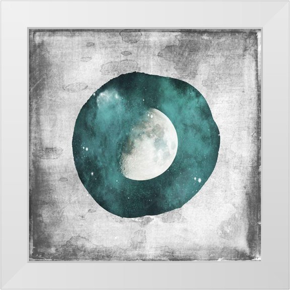 Louise, Gigi 12x12 White Modern Wood Framed Museum Art Print Titled - Teal Half Moon