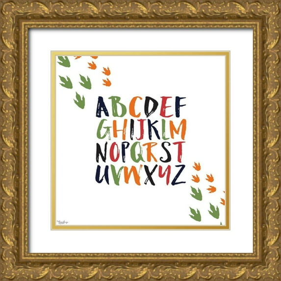 Louise, Gigi 15x15 Gold Ornate Wood Framed with Double Matting Museum Art Print Titled - Dinosaur Alphabet