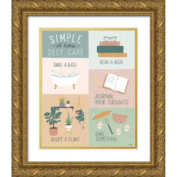 Louise, Gigi 15x18 Gold Ornate Wood Framed with Double Matting Museum Art Print Titled - At Home Self Care 3