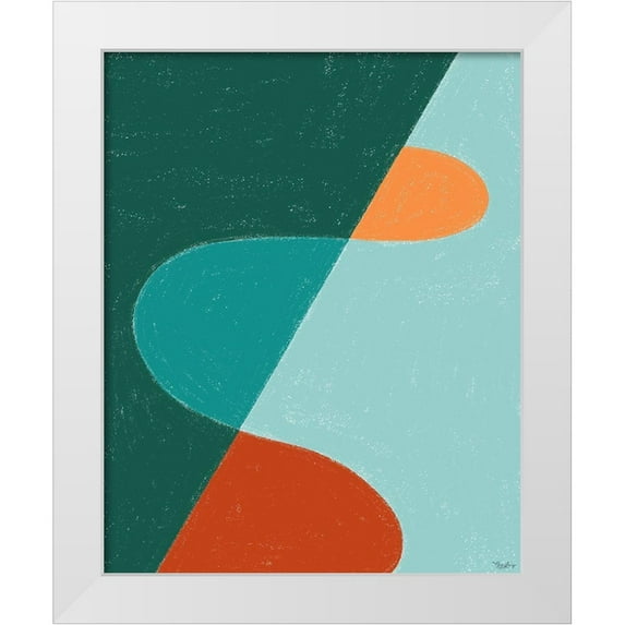 Louise, Gigi 15x18 White Modern Wood Framed Museum Art Print Titled - Teal Orange Abstract