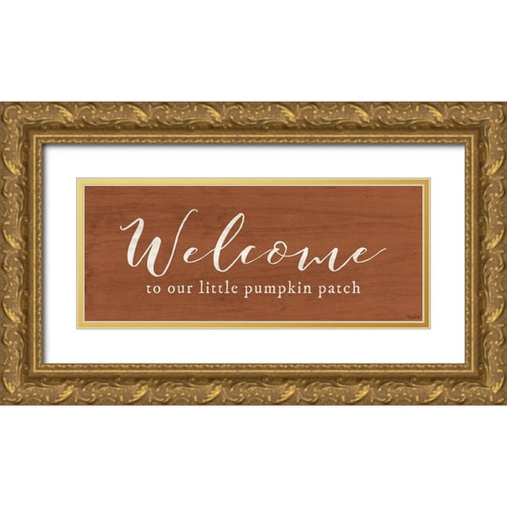 Louise, Gigi 18x10 Gold Ornate Wood Framed with Double Matting Museum Art Print Titled - Welcome Pumpkin Patch