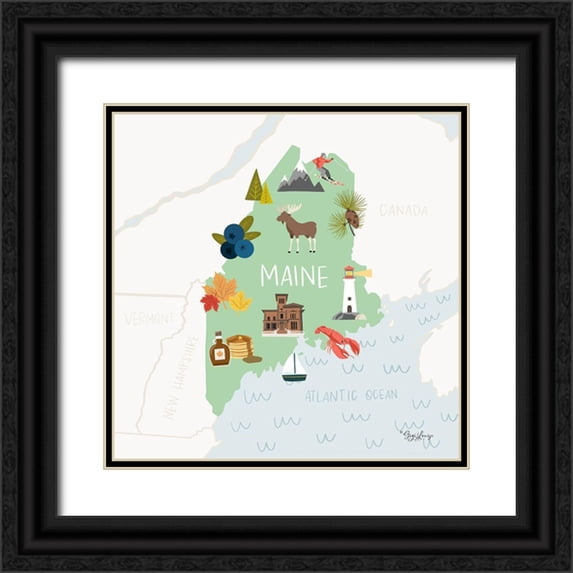 Louise, Gigi 20x20 Black Ornate Wood Framed with Double Matting Museum Art Print Titled - Maine