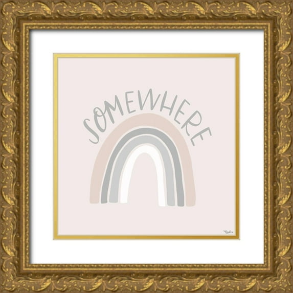 Louise, Gigi 20x20 Gold Ornate Wood Framed with Double Matting Museum Art Print Titled - Somewhere Rainbow