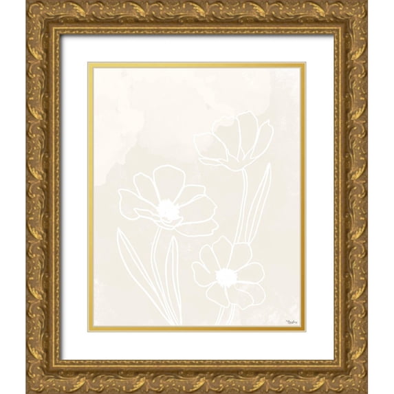 Louise, Gigi 20x24 Gold Ornate Wood Framed with Double Matting Museum Art Print Titled - Alabaster Flowers