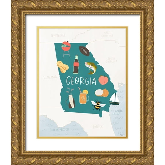 Louise, Gigi 20x24 Gold Ornate Wood Framed with Double Matting Museum Art Print Titled - Georgia Pride