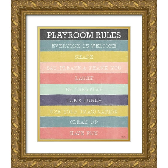 Louise, Gigi 20x24 Gold Ornate Wood Framed with Double Matting Museum Art Print Titled - Playroom Rules