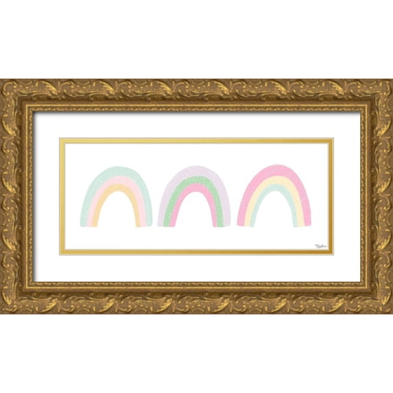 Louise, Gigi 32x15 Gold Ornate Wood Framed with Double Matting Museum Art Print Titled - Pastel Rainbows