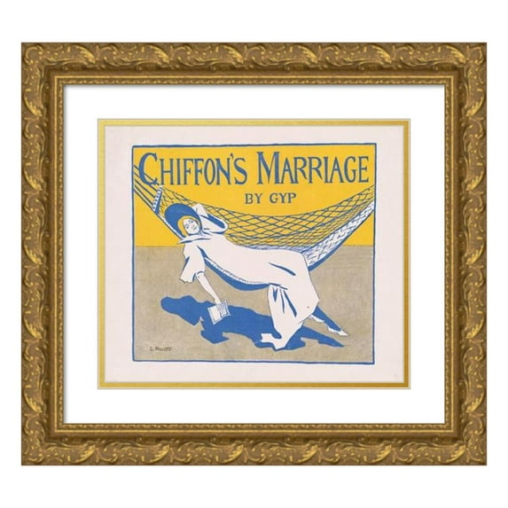 Louise Lyons Heustis 17x15 Gold Ornate Wood Frame and Double Matted Museum Art Print Titled - Chiffon's Marriage by Gyp (ca. 1890-1920)