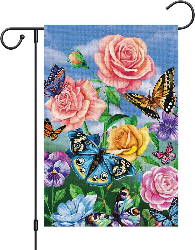 Louise Maelys Welcome Spring Gartenflagge – Doppelseitig, Jute, 30,5x45,7 Cm, Frühlingsdeko