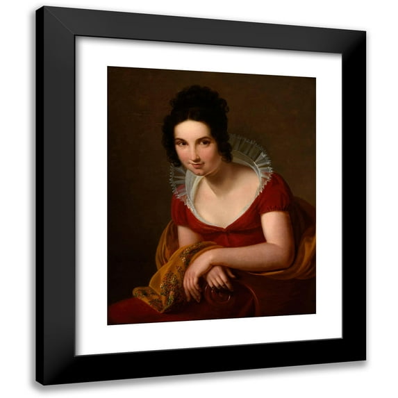 Louise Marie Jeanne Hersent 12x14 Black Modern Framed Museum Art Print Titled - Portrait of Anonymous Woman (1812)