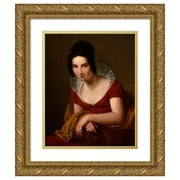 Louise Marie Jeanne Hersent 12x14 Gold Ornate Wood Frame and Double Matted Museum Art Print Titled - Portrait of Anonymous Woman (1812)