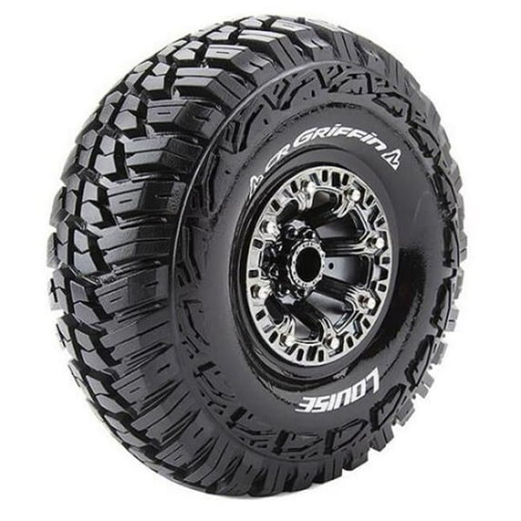 Louise RC LOUL-T3235VBC 2.2 in. Black & Chrome Rim 12 mm 1-10 Scale Super Soft CR-Griffin Tire
