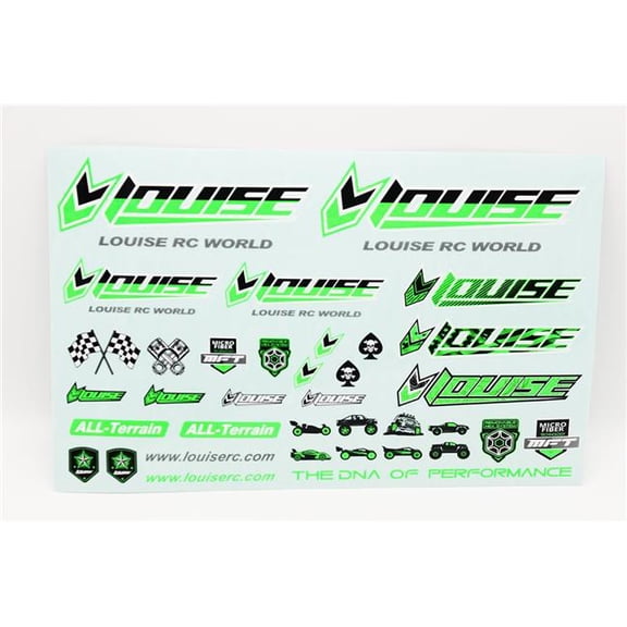 Louise RC LOULT3373G Sticker Sheet for RC Vehicle, Green