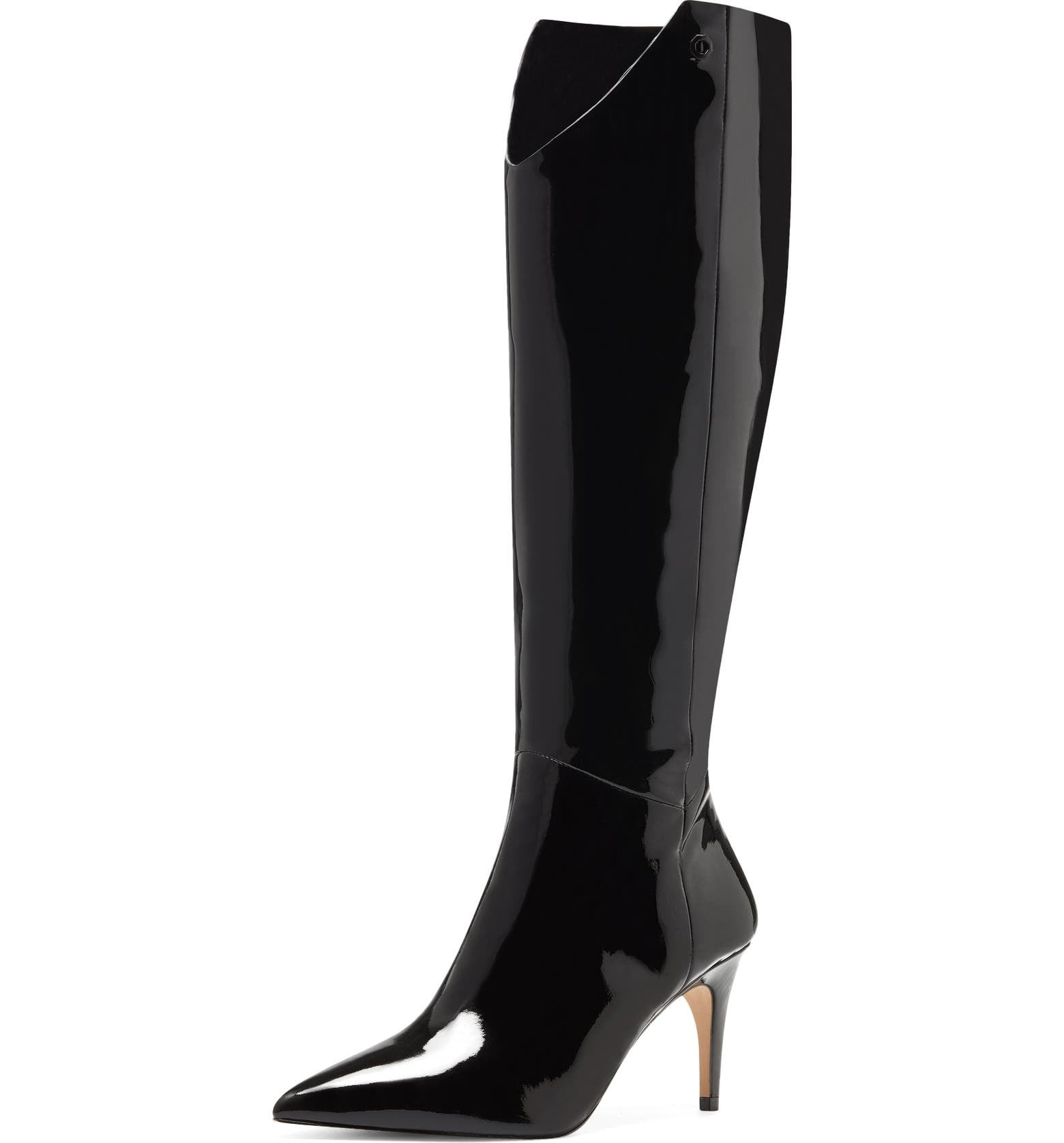 Louise et Cie Kamil Leather Pointed Toe Tall Boots Black Patent