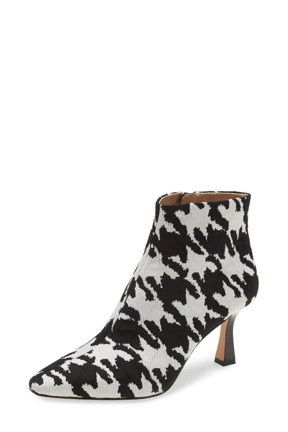 Lenci Black White Kitten Heel Pointed Toe Dress Ankle Boots (BLACK/WHITE, 6)