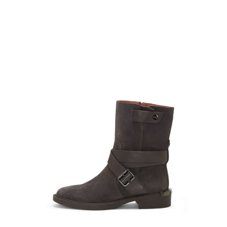 Louise et Cie Tandy Moto Round Toe Block Heel Ankle Boots BURNT TAWNY Mid  Calf (STORM GREY, 10) 