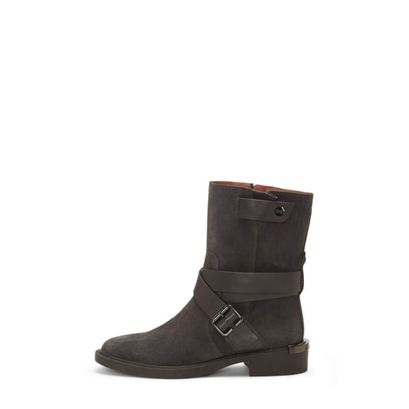 Louise et Cie Tandy Moto Round Toe Block Heel Ankle Boots BURNT TAWNY Mid Calf (STORM GREY, 8.5)