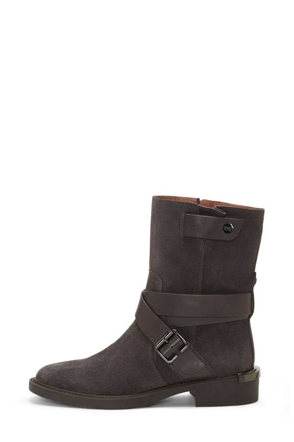 Tandy Moto Round Toe Block Heel Ankle Boots BURNT TAWNY Mid Calf (STORM GREY, 8.5)