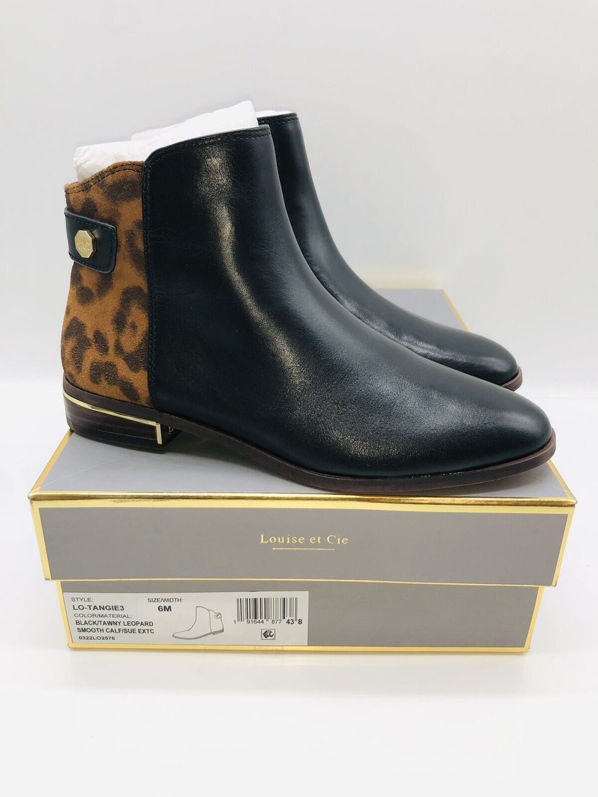 Louise Et Cie Tangie 3 Ankle Boots Leather Leopard Print Black Fashion  Booties