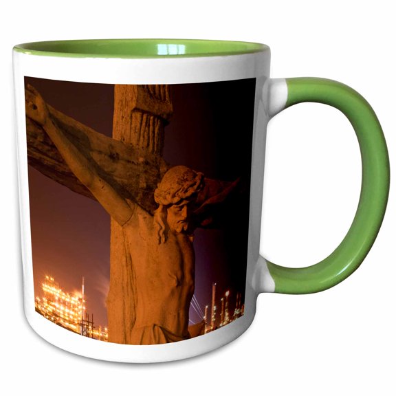 3drose, Louisiana, Baton Rouge, Statue of Jesus Christ - Us19 Pso0003 - Paul Souders, 11oz Two-tone Green Mug