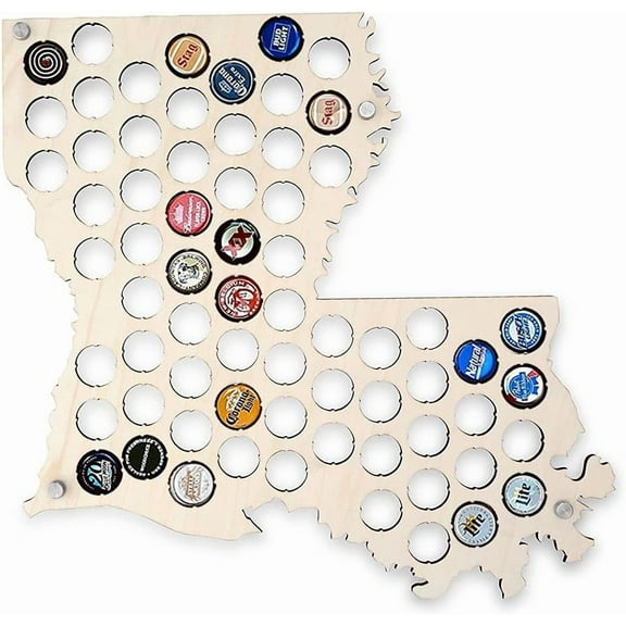 Torched Louisiana Beer Cap Map Wall Mount Decor Art 25"x19"x1"