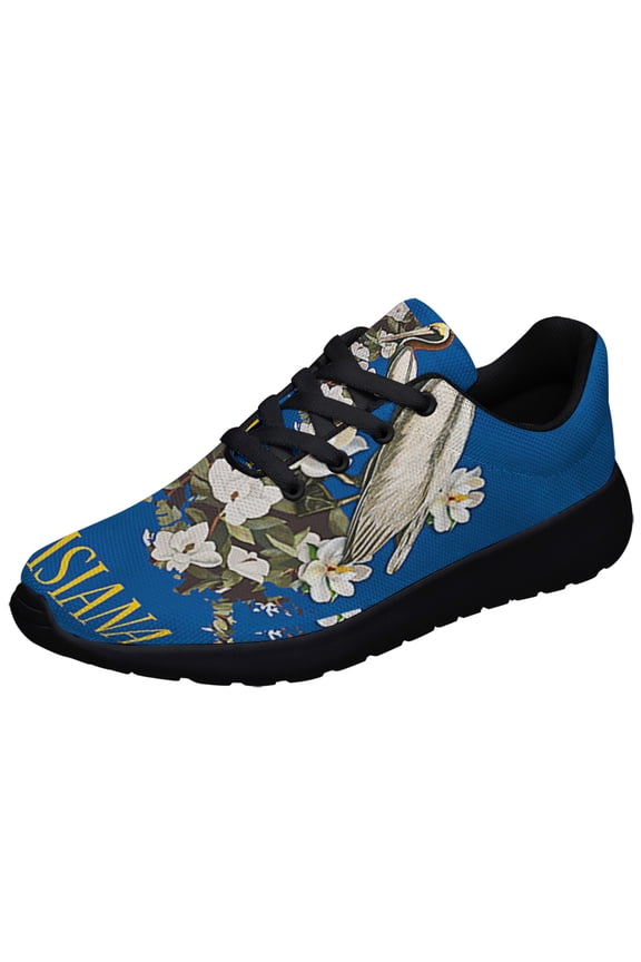 Louisiana Brown Pelican With Magnolia Map Shoes Sneakers Black Size 4