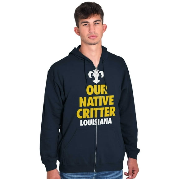 Louisiana Crawfish Fleur De Lis Funny Unisex Fleece Graphic Zip Up Hoodie Brisco Brands 5X