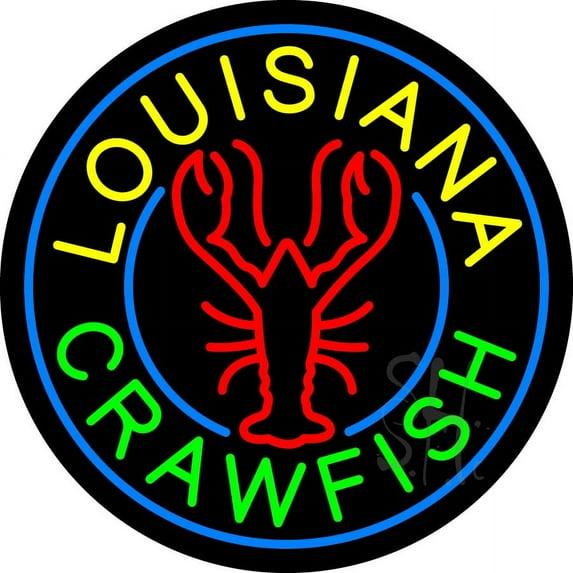 Louisiana Crawfish LED Neon Sign 18 x 18 - inches, Clear Edge Cut Acrylic Backing, with Dimmer - Bright and Premium built indoor LED Neon Sign for restaurant window and interior decor.