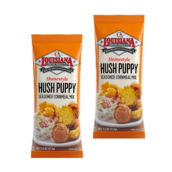 Louisiana Fish Fry Hush Puppy Seasoned Cornmeal Mix 7.5 oz - Pack of 2