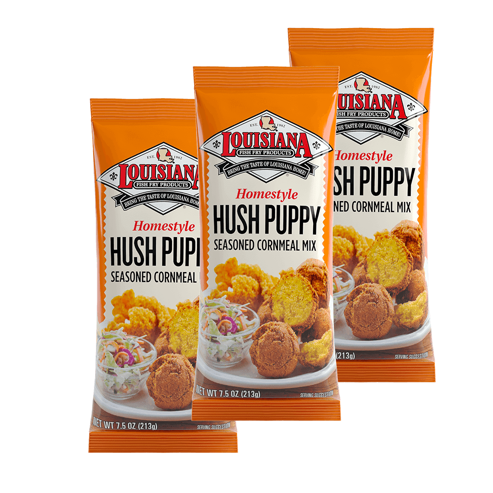 Louisiana Fish Fry Hush Puppy Seasoned Cornmeal Mix 7.5 oz Pack of 3