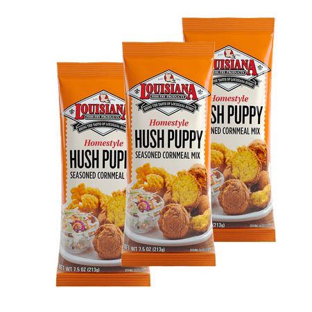 Louisiana Fish Fry Hush Puppy Seasoned Cornmeal Mix 7.5 oz - Pack of 3