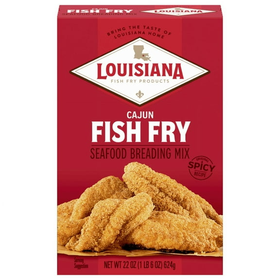 Louisiana Fish Fry Products Cajun Spicy Seasoned Breading Mix, New Orleans Style, Dry Coating, 22 oz Box
