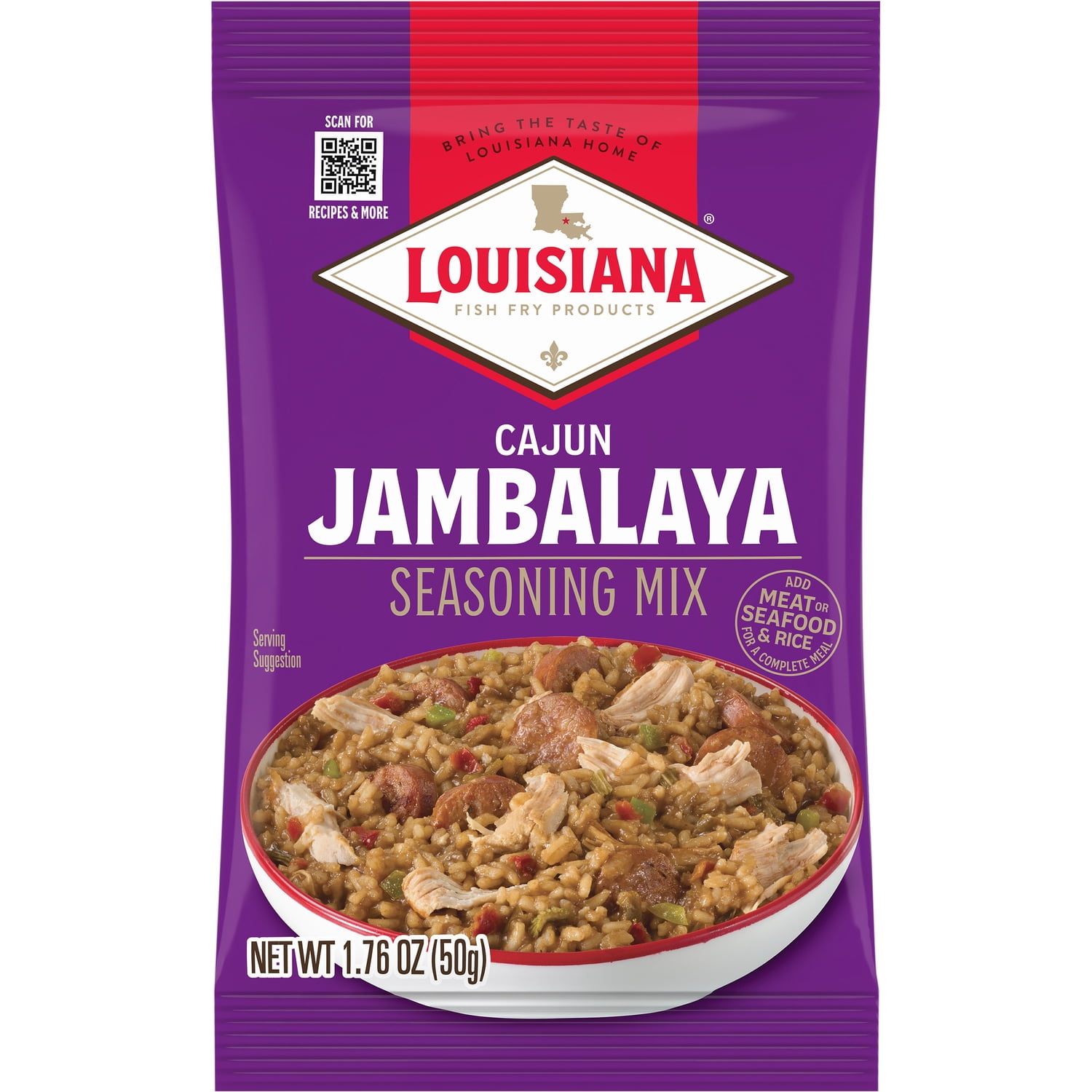 Louisiana Fish Fry Cajun Jambalaya Seasoning Mix, 1.76 oz Bag