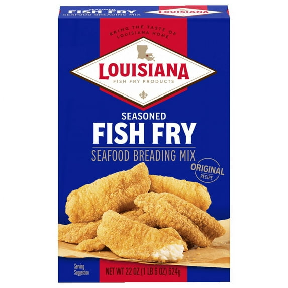 Louisiana Fish Fry Products Crispy Seasoned Fish Fry Seafood Breading Mix, 22 oz Box