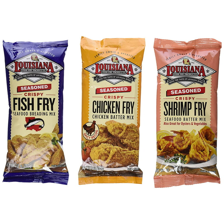Louisiana Fish Fry Products Seasoned Fry Mix 3 Flavor 6 Package Variety  Bundle