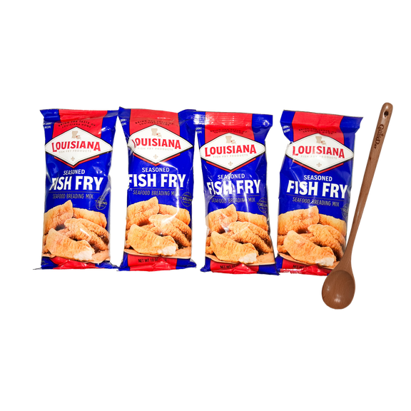 Louisiana Fish Fry Seasoned Fish Fry Breading Mix Crispy Seafood Coating 4 Pack 10 Oz