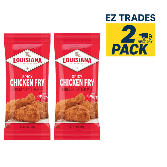 Louisiana Fish Fry Spicy Chicken Fry Chicken Batter Mix, 9 oz pack of 2, Spicy Chicken Fry Mix, Louisiana Chicken Batter, Crispy Chicken Fry Mix, Fried Chicken Breading, ship from EZ Trades