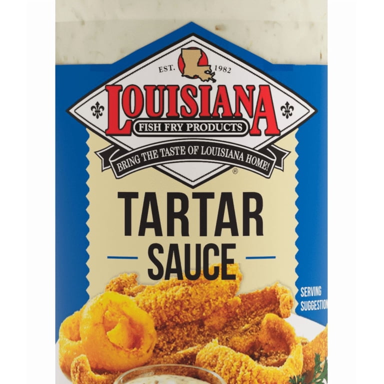 a box of fish with tartar sauce Louisiana Fish Fry