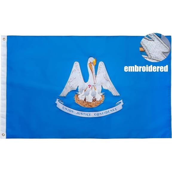Louisiana Flag 4x6 Outdoor LA State Flags Double Sided Embroidered Longest Lasting Heavy Duty Polyester Stronger Brass Grommets 4 Stitched Hemming Perfect for Outside