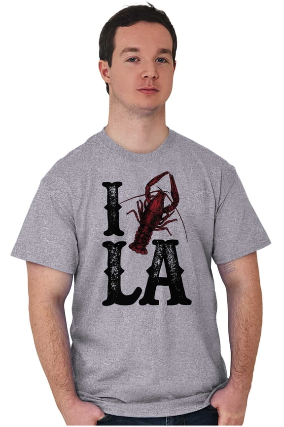 Louisiana Foodie I Love Crawfish LA Men's Graphic T Shirt Tees Brisco Brands X