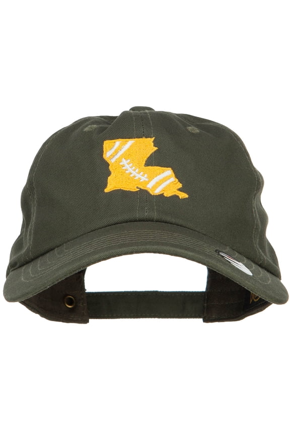 Louisiana Football State Map Embroidered Unstructured Cap - Olive OSFM
