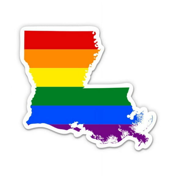 Louisiana Gay Flag State Shape Rainbow Pride LGBT - 12" Vinyl Sticker Waterproof Decal