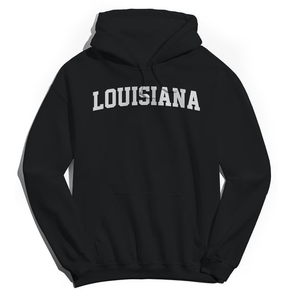 Louisiana Graphic Black Men's Cotton Pullover Hoodie
