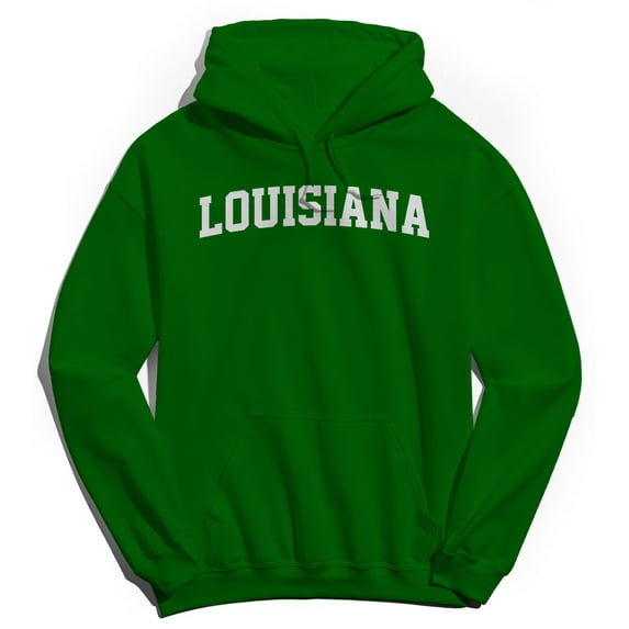 Louisiana Graphic Irish Green Men's Cotton Pullover Hoodie