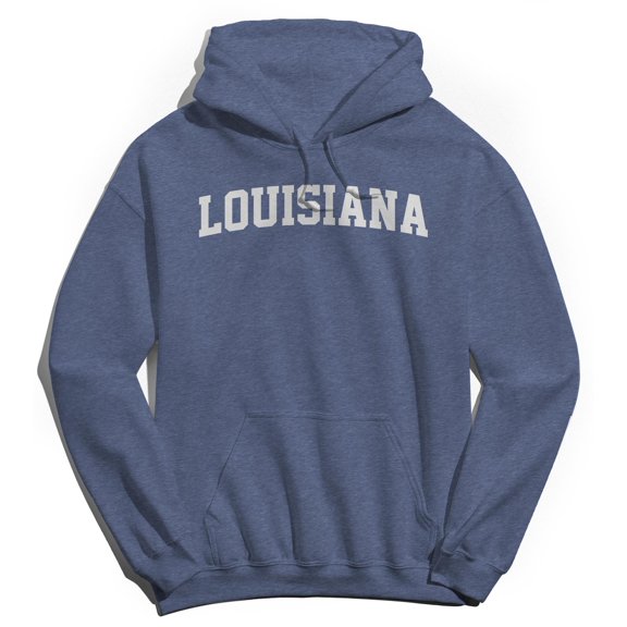Louisiana Graphic Navy Heather Men's Cotton Pullover Hoodie