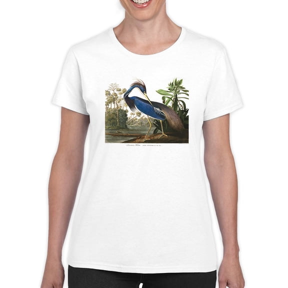 Louisiana Heron. T-Shirt Women -John James Audubon Designs, Female Large
