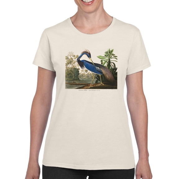 Louisiana Heron. T-Shirt Women -John James Audubon Designs, Female XX-Large